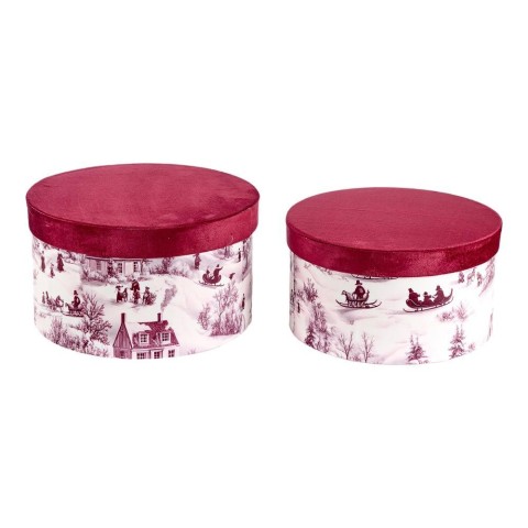 SET 2 SCATOLE DECORATE H.16 CM. PORPORA